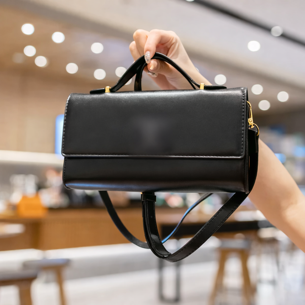 Luxuriöse Lederhandtasche mit Schulterriemen