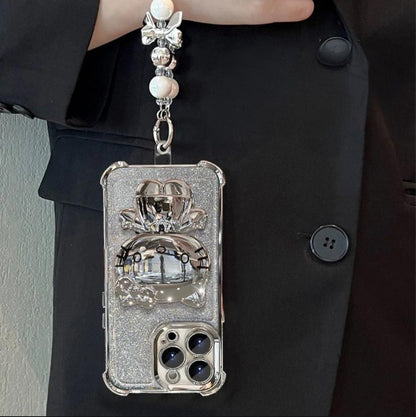 Silberne Spiegel-Handyhülle mit Armband