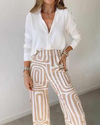 Stijlvolle Pantalon Set – Inclusief Blouse en Riem