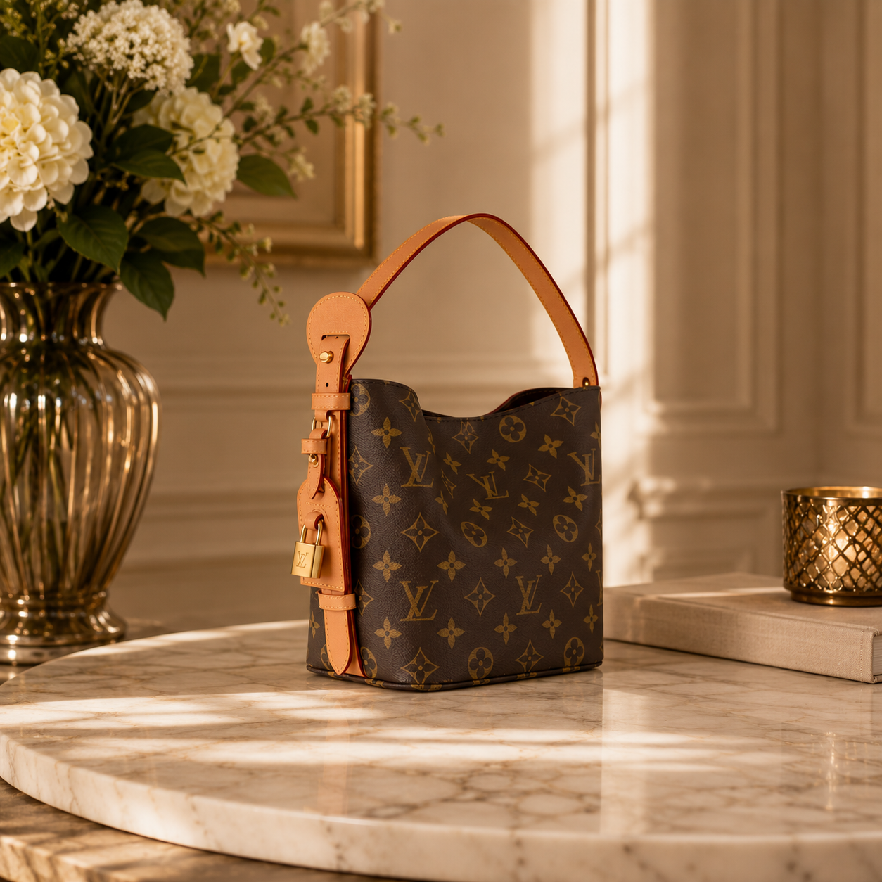 Luxuriöse Monogramm Schultertasche