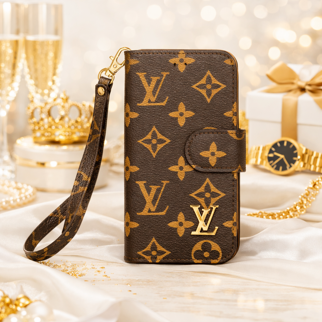 Premium iPhone Wallet-Hülle mit Handschlaufe