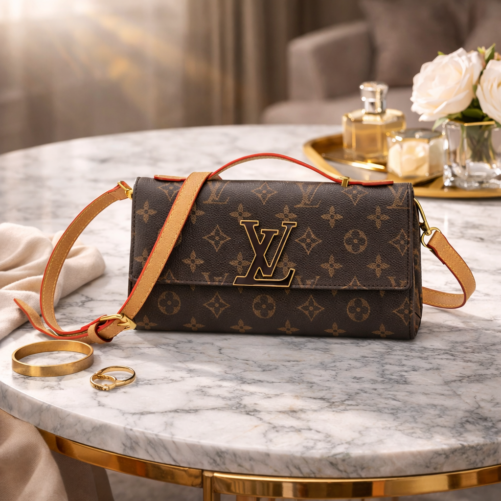 Luxuriöse Lederhandtasche mit Schulterriemen