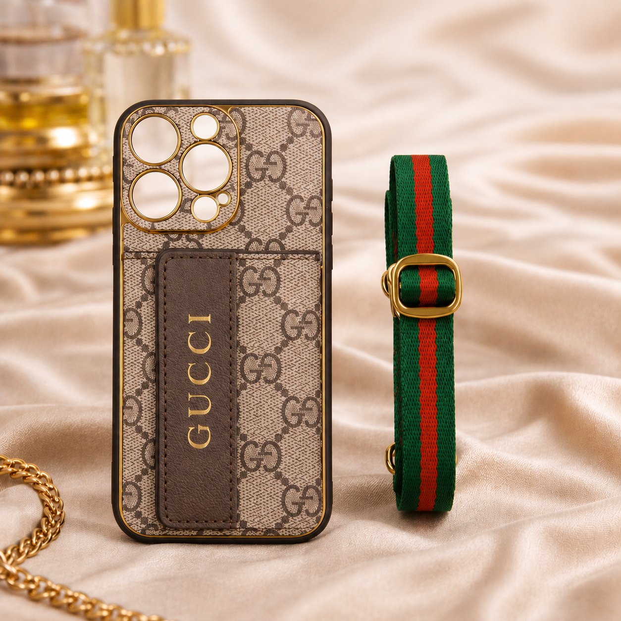 Luxus iPhone-Hülle mit Kartenfach & Trageriemen