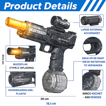 Elektrisch Waterpistool – Krachtig & Oplaadbaar – Schiet tot 10 Meter!