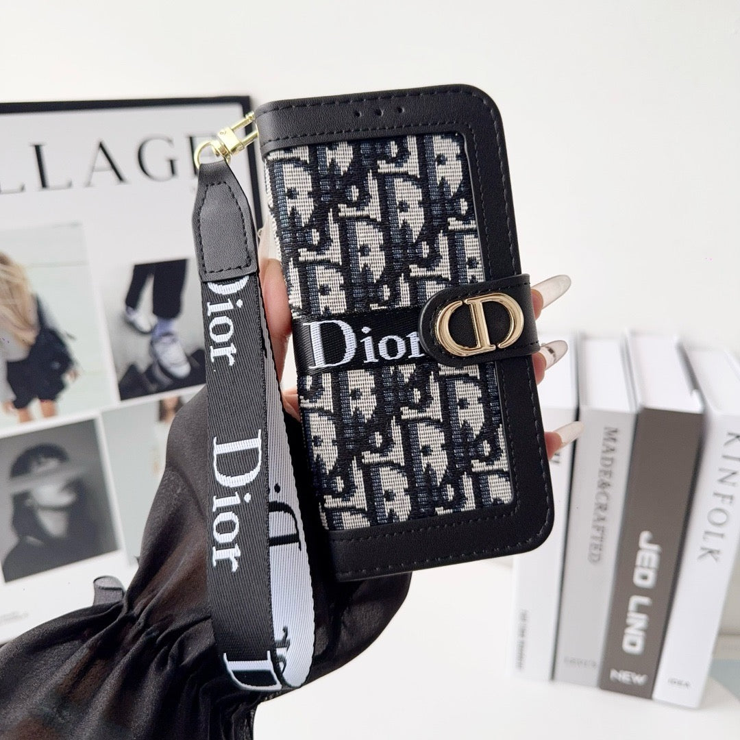 Luxuriöse Wallet-Handyhülle mit Handschlaufe