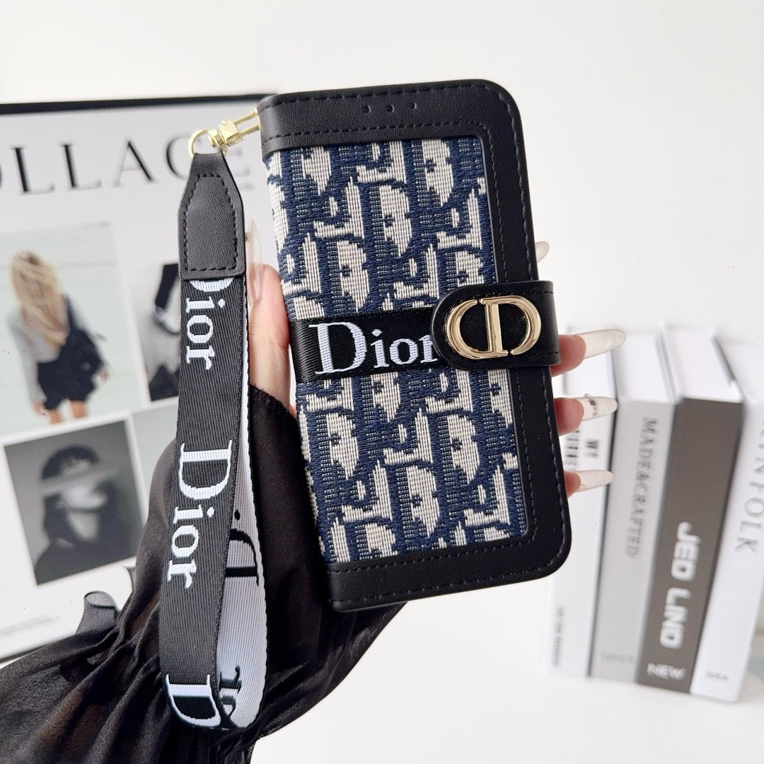 Luxuriöse Wallet-Handyhülle mit Handschlaufe