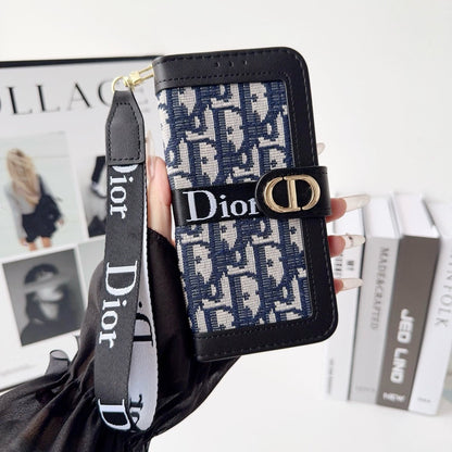 Luxuriöse Wallet-Handyhülle mit Handschlaufe
