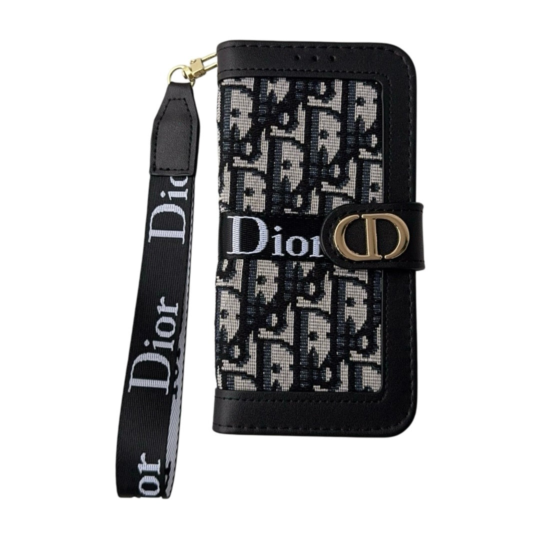 Luxuriöse Wallet-Handyhülle mit Handschlaufe