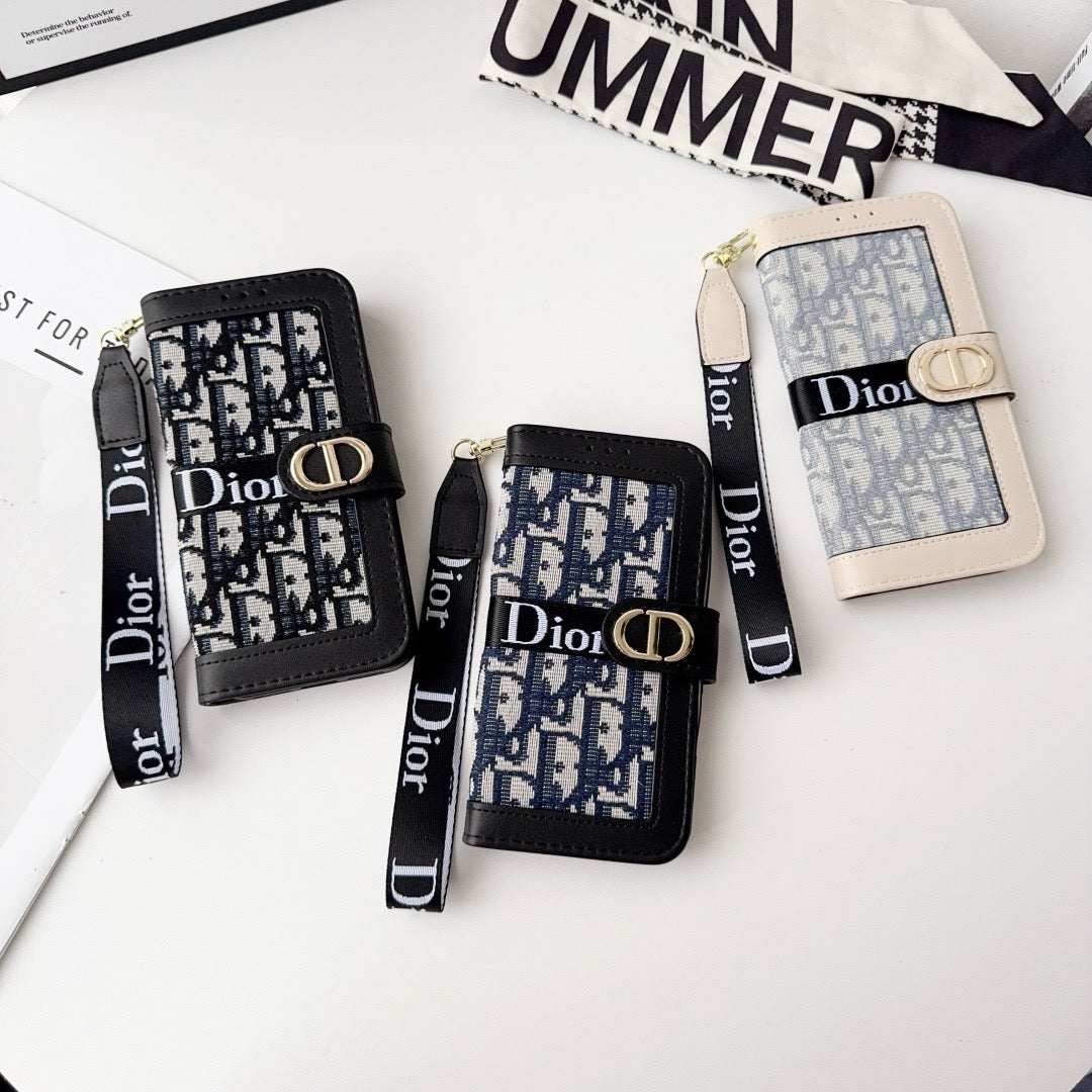 Luxuriöse Wallet-Handyhülle mit Handschlaufe