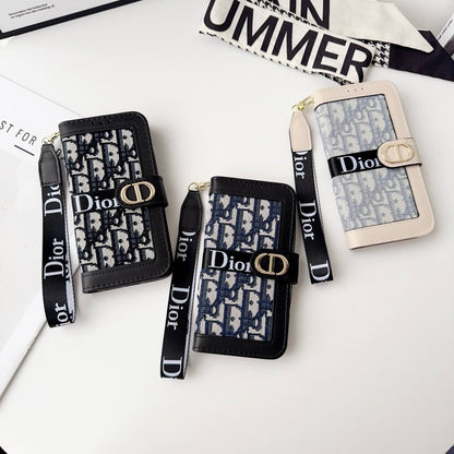 Luxuriöse Wallet-Handyhülle mit Handschlaufe