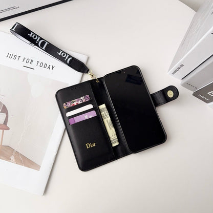 Luxuriöse Wallet-Handyhülle mit Handschlaufe