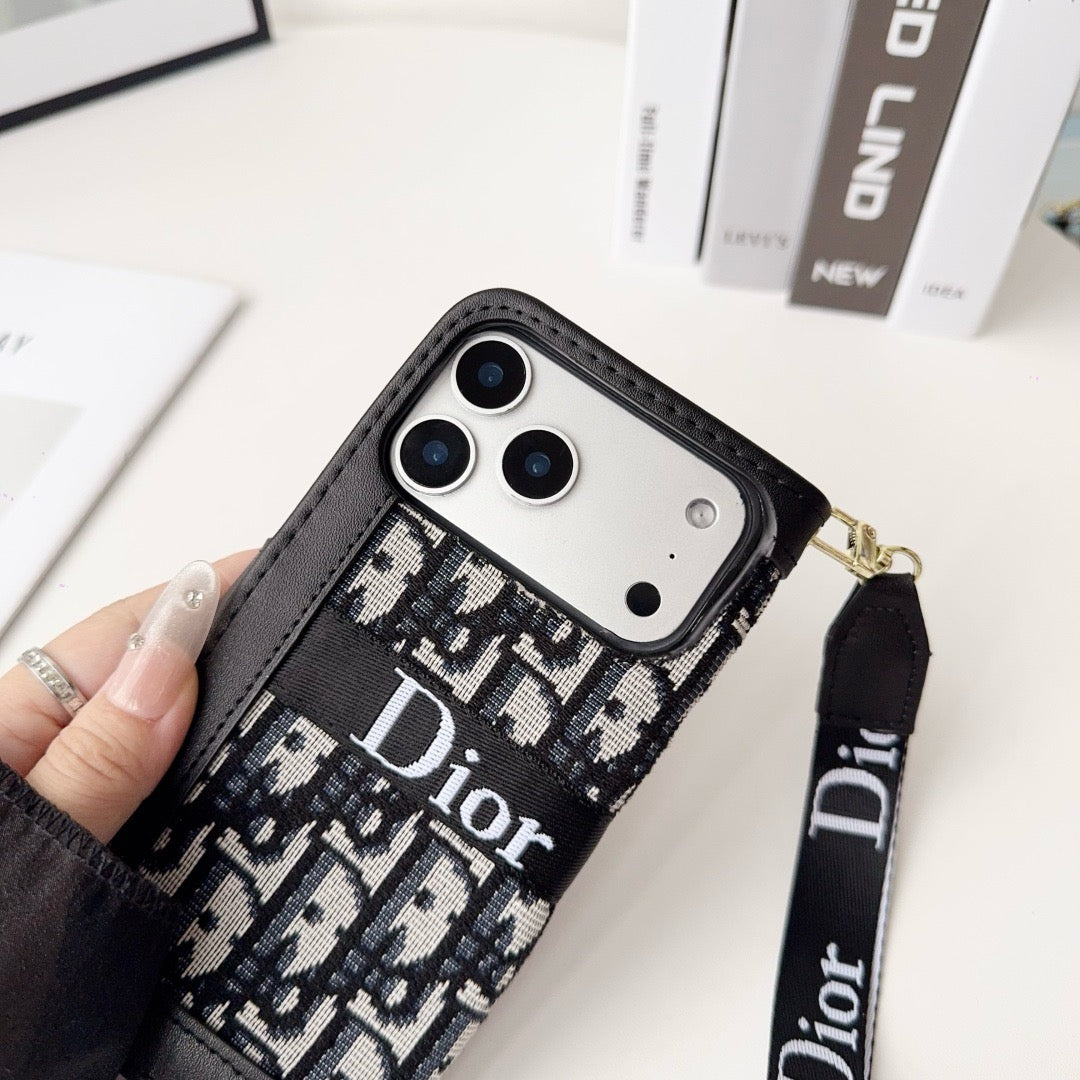 Luxuriöse Wallet-Handyhülle mit Handschlaufe