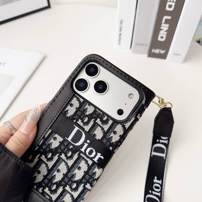 Luxuriöse Wallet-Handyhülle mit Handschlaufe
