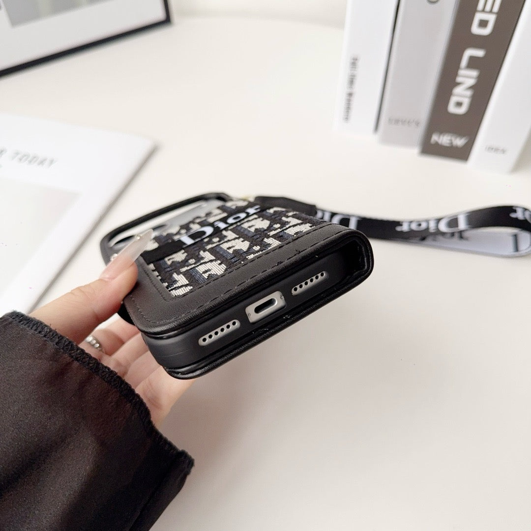 Luxuriöse Wallet-Handyhülle mit Handschlaufe