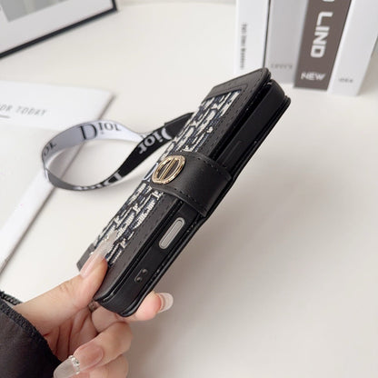 Luxuriöse Wallet-Handyhülle mit Handschlaufe
