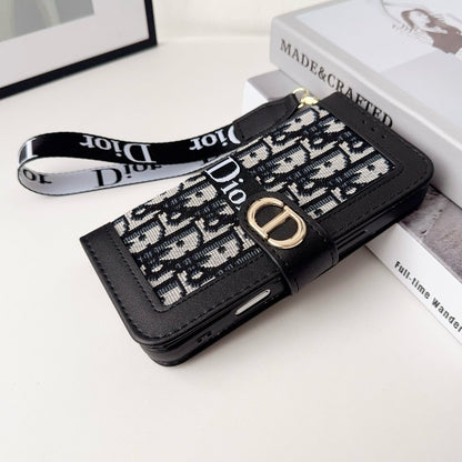 Luxuriöse Wallet-Handyhülle mit Handschlaufe