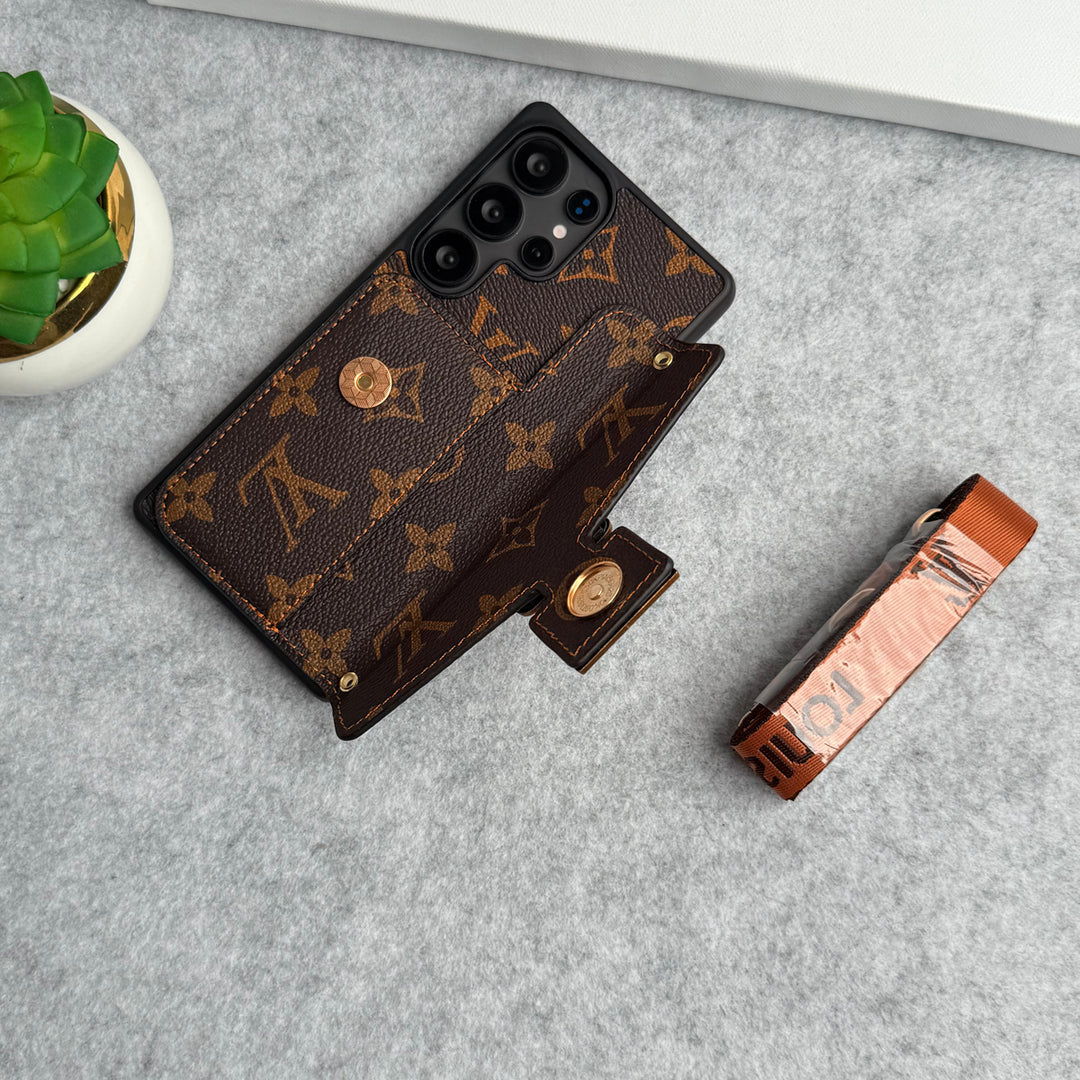 Luxus Monogramm Handyhülle mit Kartenfach & Schultergurt