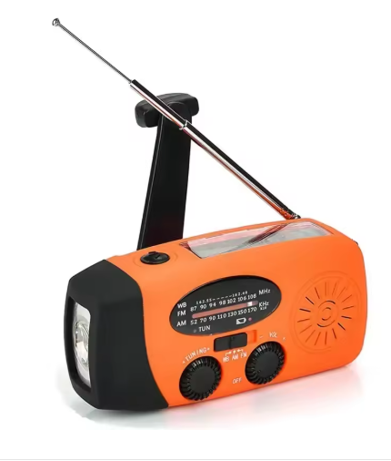 Noodradio Powerbank  Dynamo, Zaklamp & Solar Oplader 4-in-1
