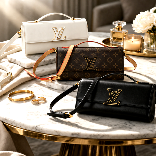 Luxuriöse Lederhandtasche mit Schulterriemen