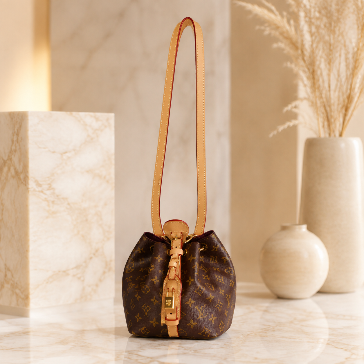 Monogramm Basket-Schultertasche – langer Riemen