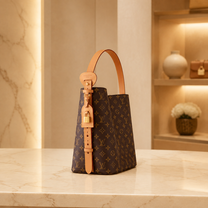 Monogramm Basket-Schultertasche – Seitenansicht