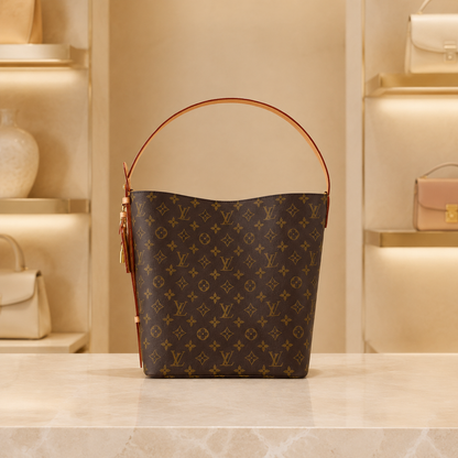 Monogramm Basket-Schultertasche – Frontansicht