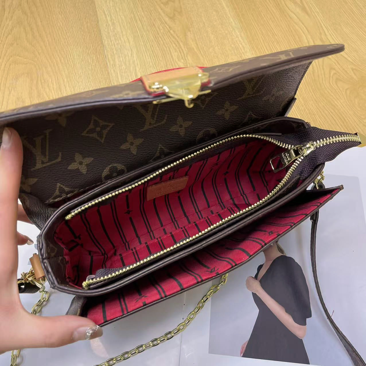 Vintage Monogramm Ketten-Schultertasche – Foto 6