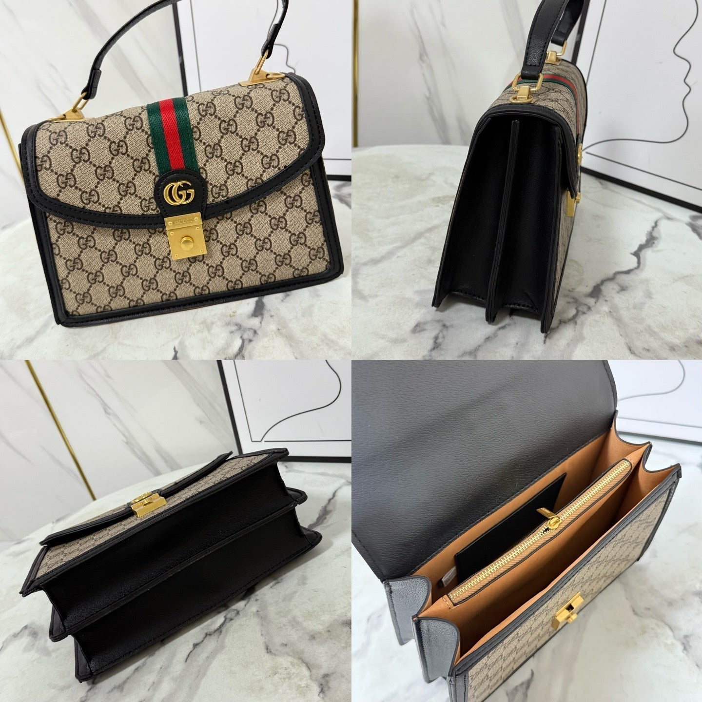 Luxuriöse Monogramm-Leder-Satchel – Foto 1