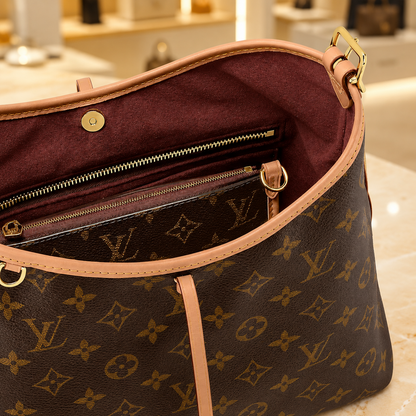 Premium Schultertasche Braun – Detailansicht