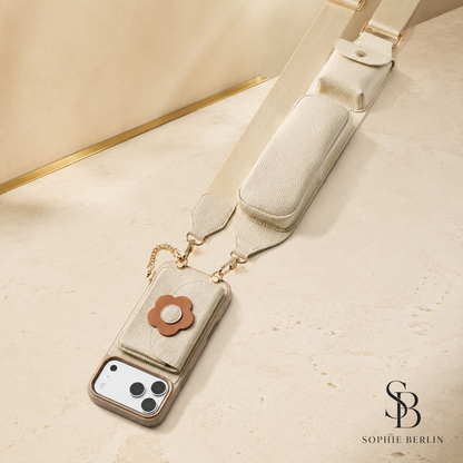 Beige Crossbody-Handyhülle mit schwarzem Sophie-Berlin-Logo