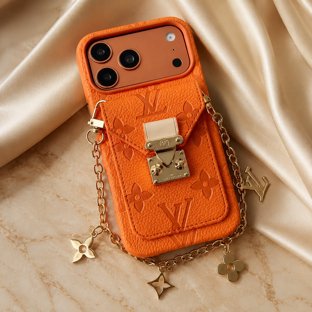 Orange Diamant-Handyhülle – luxuriöse Detailansicht