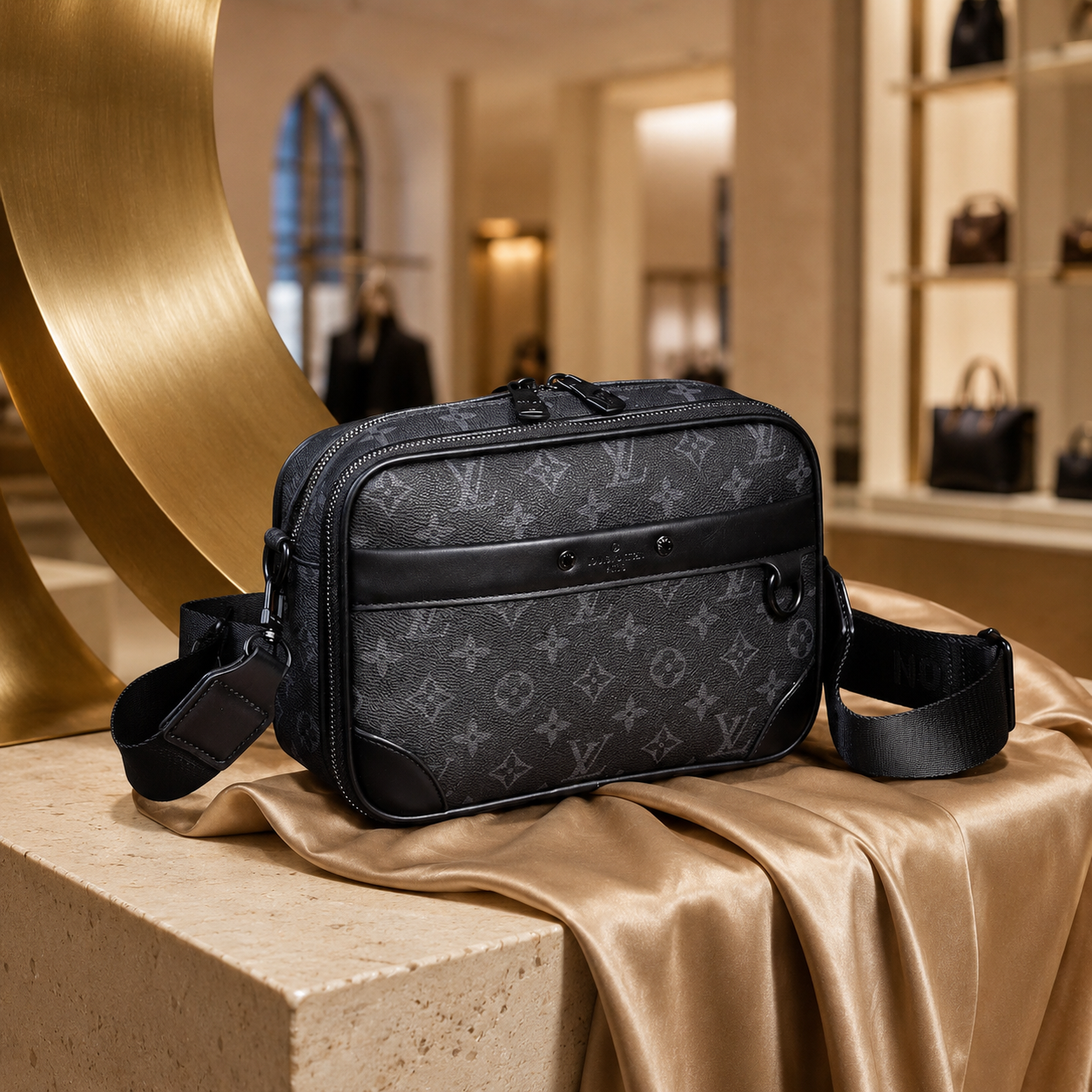 Schwarze Prestige Crossbody-Tasche in Vorderansicht