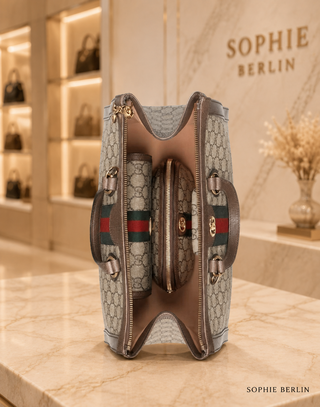Prestige Medium Tote – Bovenaanzicht vakken